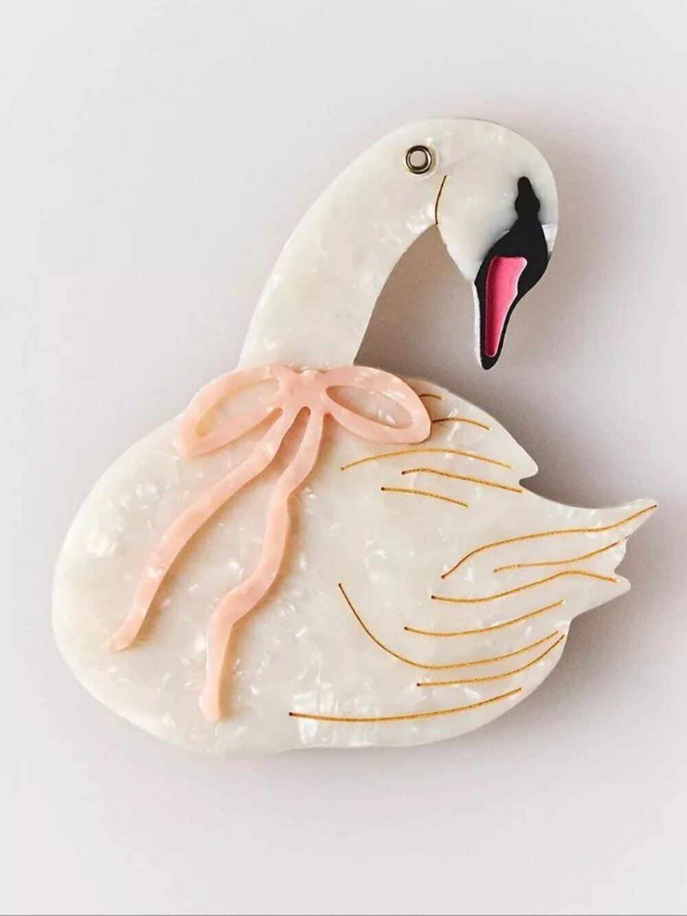 Anthropologie x Solar Eclipse Hand-painted Swan Compact Mirror NWT